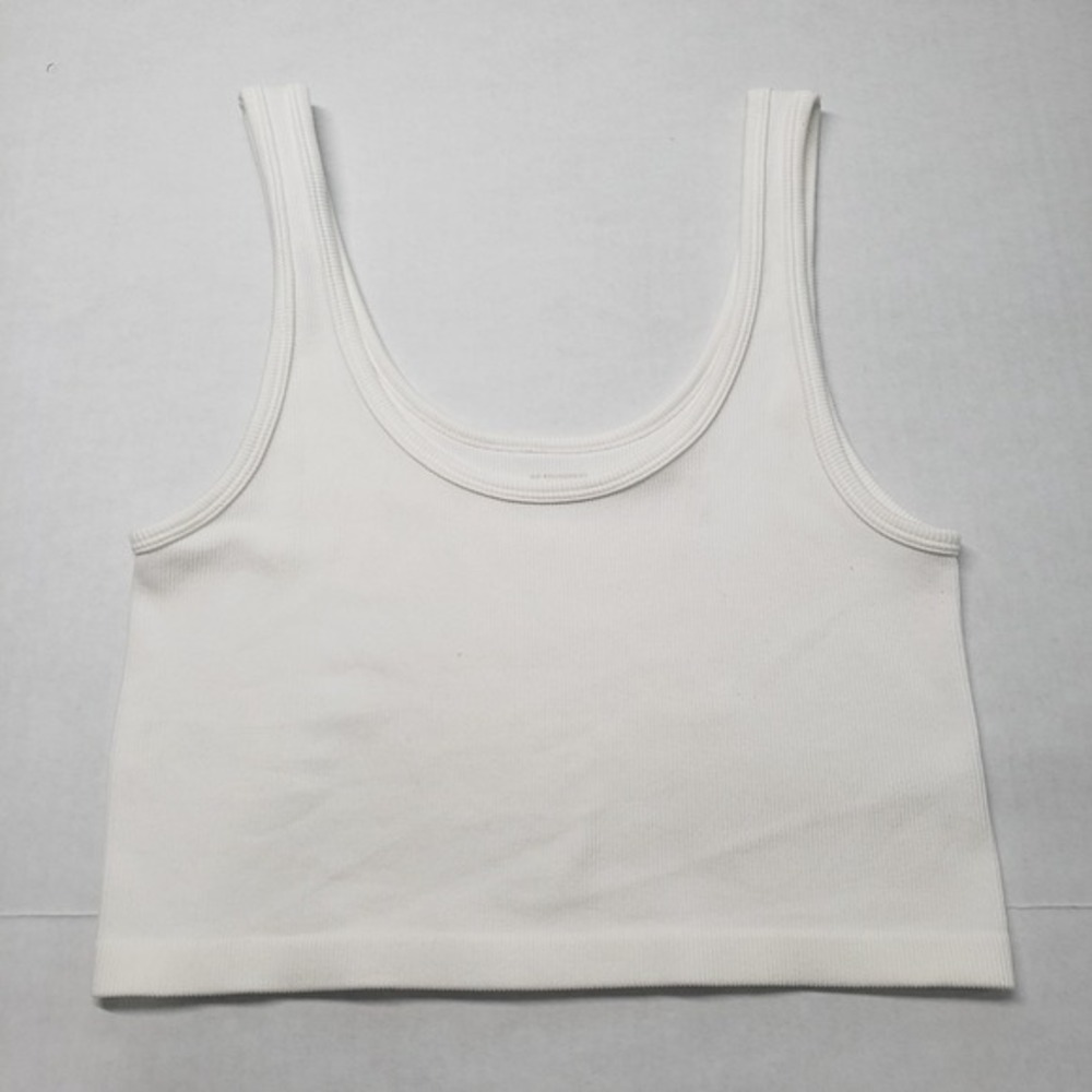 No Boundaries Crop Top Womens XL White Ribbed Knit Tank Stretch Streetwear